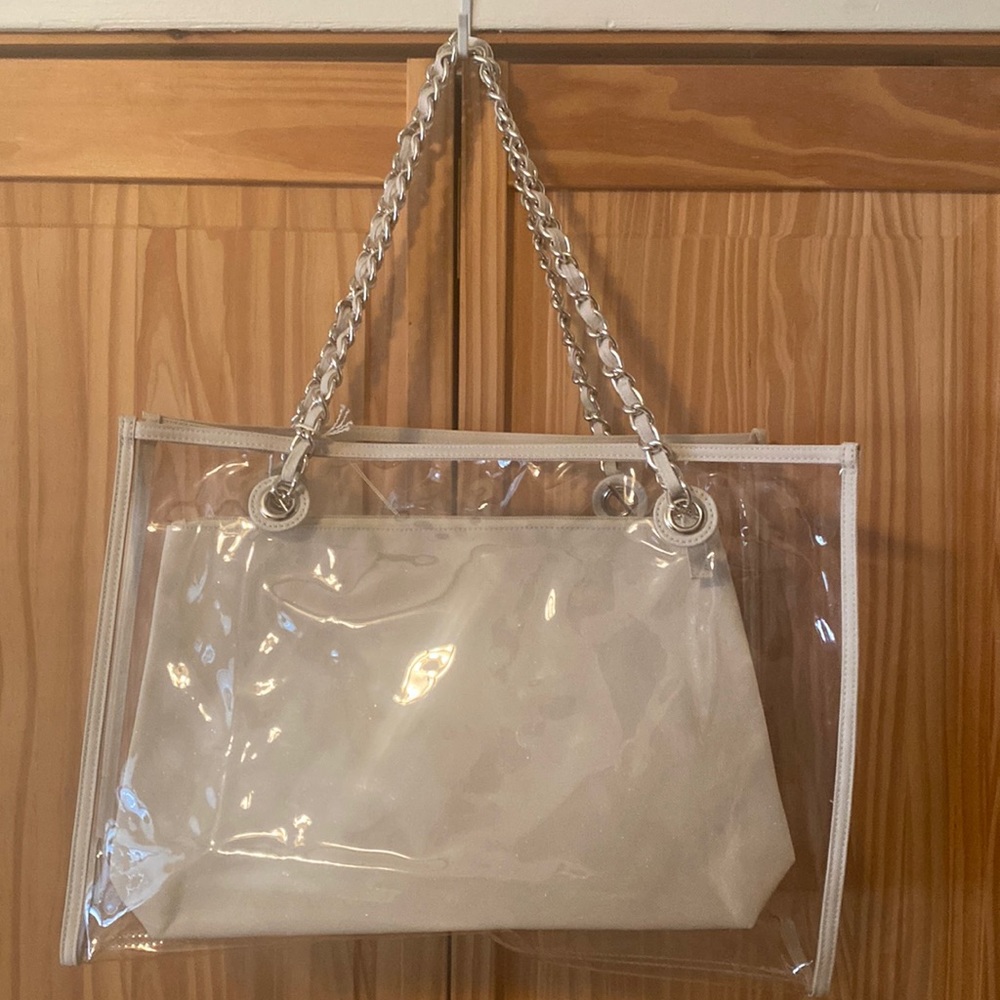 Clear and Metal Chain Beach Tote
